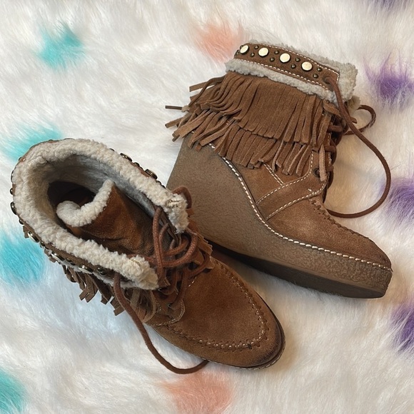 SAM EDELMAN KEMPER FRINGE SUEDE LEATHER ANKLE BOOTIES BOOTS WOMENS 6 - Picture 8 of 8